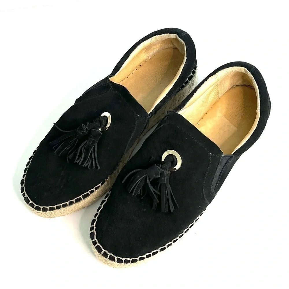 J/Slides Black suede Rosa Tassel Platform Slip-on